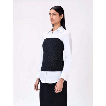 Genes Lecoanet Hemant Women's Polyester Crepe Embellished Solid Sleeveless Tube Top