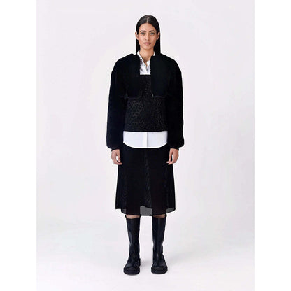 Genes Lecoanet Hemant Women's Polyester Crepe Embellished Solid Sleeveless Tube Top