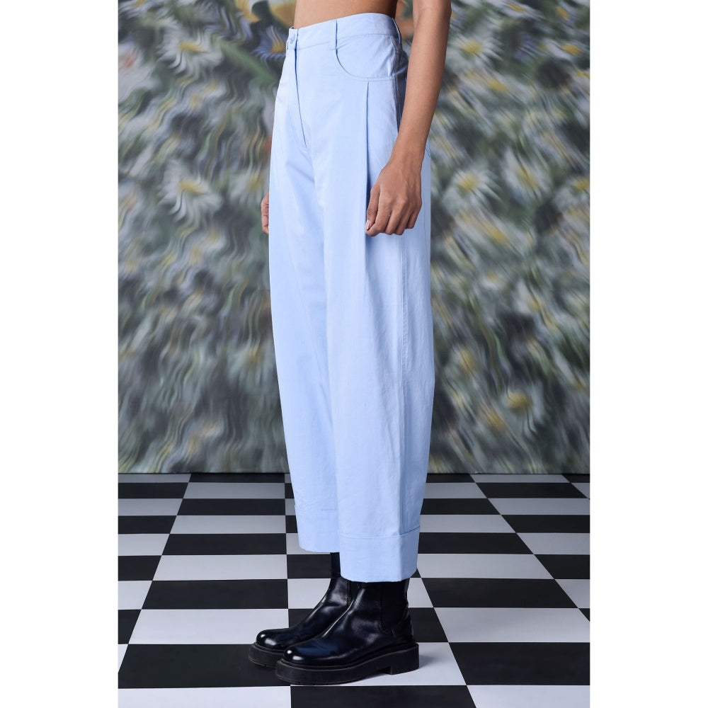 Genes Lecoanet Hemant Cotton Twill Trouser- Light Blue
