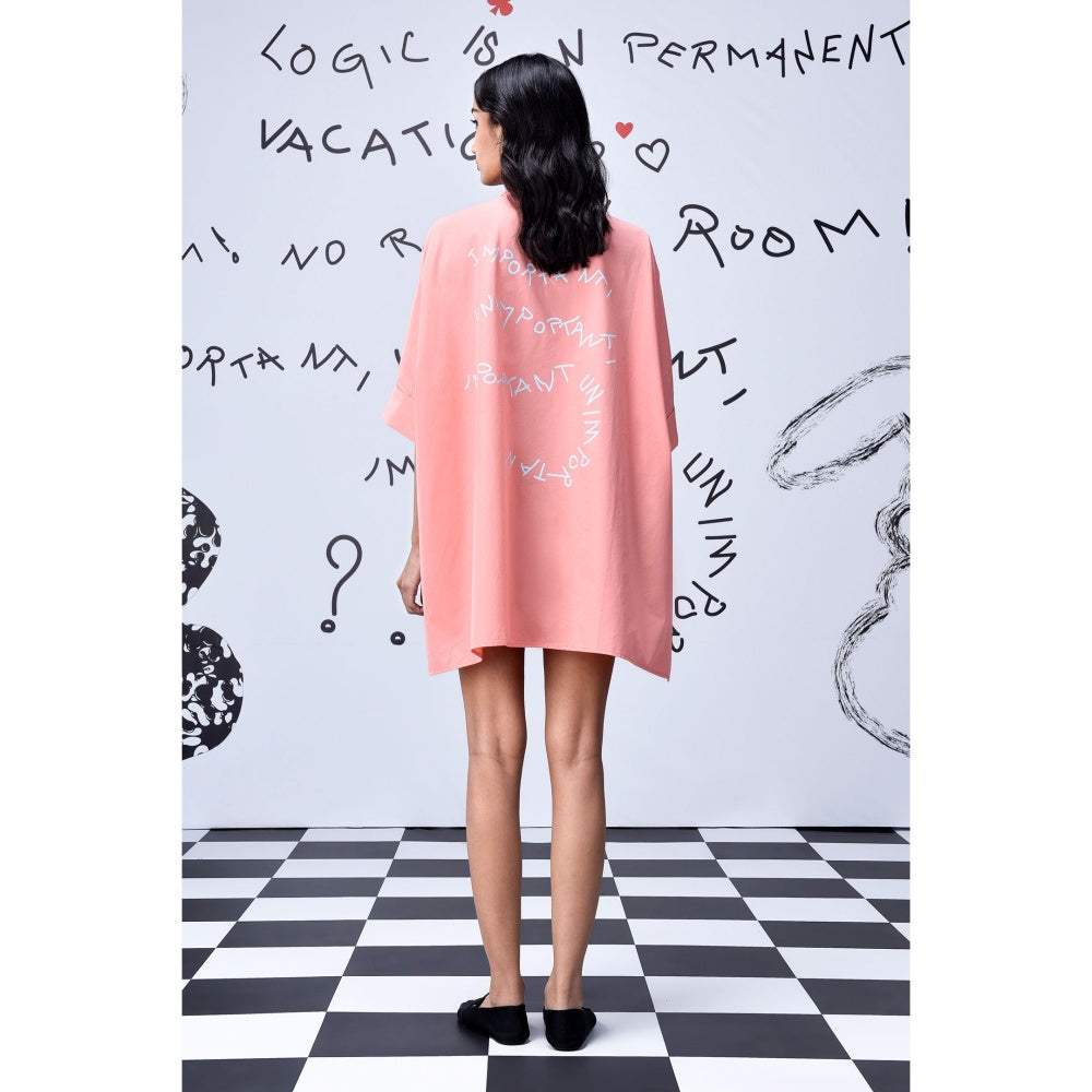 Genes Lecoanet Hemant Rabbit Text Oversized Print Shirt Peach