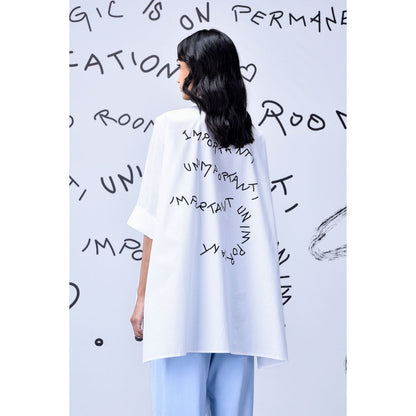 Genes Lecoanet Hemant Rabbit Text Oversized Print Shirt White
