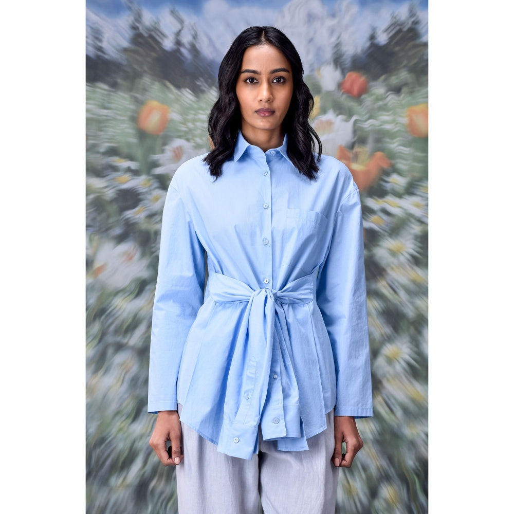 Genes Lecoanet Hemant Deconstructed Solid Shirt Light Blue