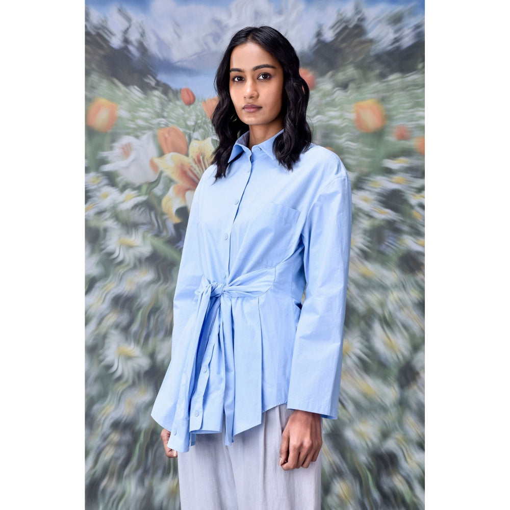 Genes Lecoanet Hemant Deconstructed Solid Shirt Light Blue