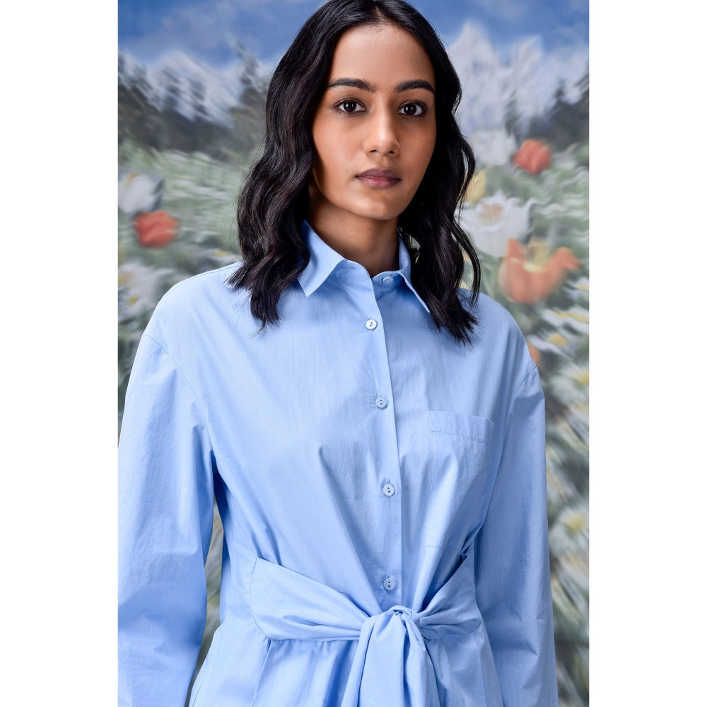 Genes Lecoanet Hemant Deconstructed Solid Shirt Light Blue