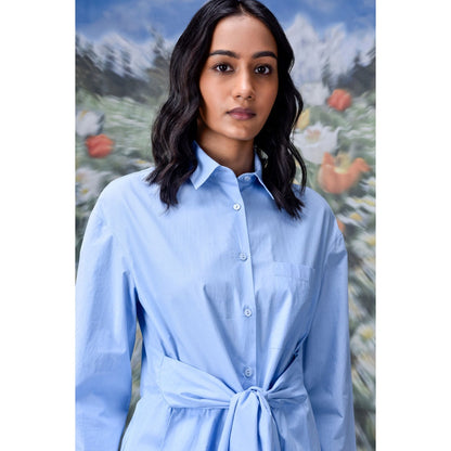 Genes Lecoanet Hemant Deconstructed Solid Shirt Light Blue