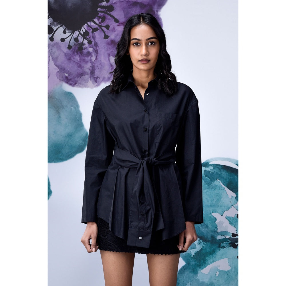 Genes Lecoanet Hemant Deconstructed Solid Shirt Black