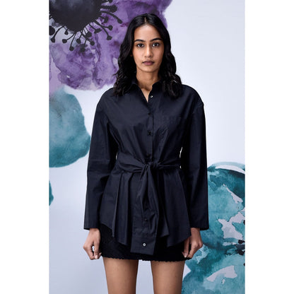 Genes Lecoanet Hemant Deconstructed Solid Shirt Black