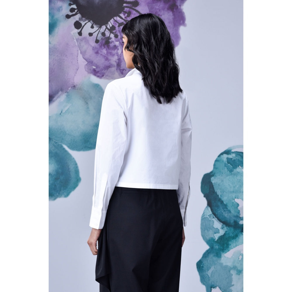 Genes Lecoanet Hemant Cotton Lace Up Solid Shirt White