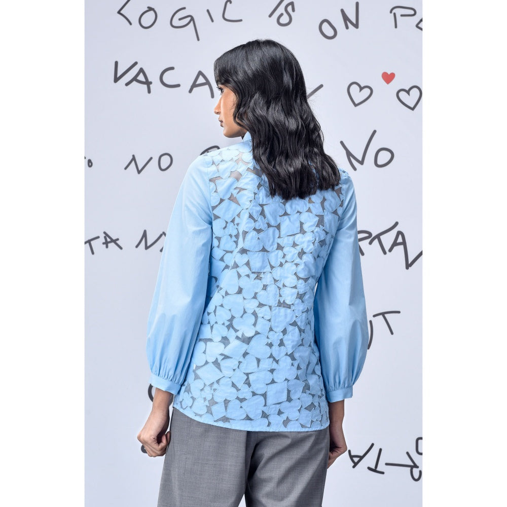 Genes Lecoanet Hemant Women Cutout Self Design Shirt Light Blue