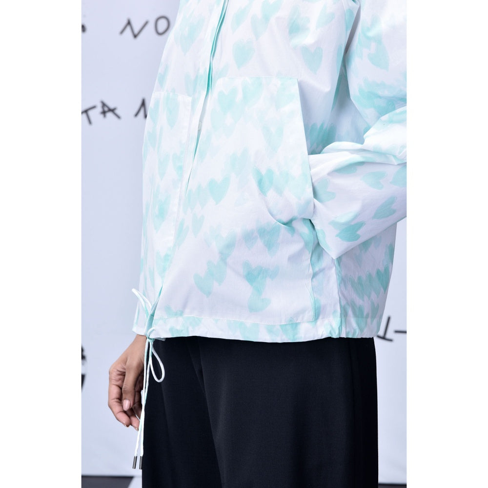 Genes Lecoanet Hemant Womens Heart Print Shirt Nile Green