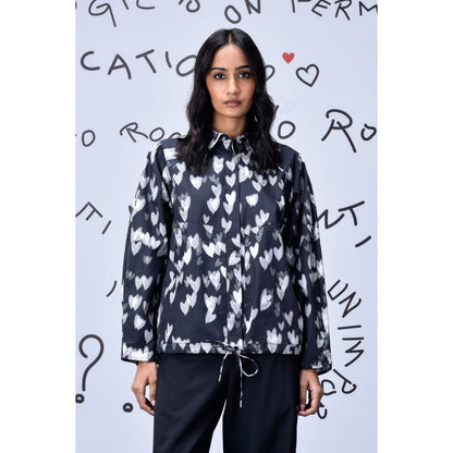 Genes Lecoanet Hemant Womens Heart Print Shirt Black