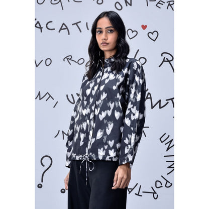 Genes Lecoanet Hemant Womens Heart Print Shirt Black