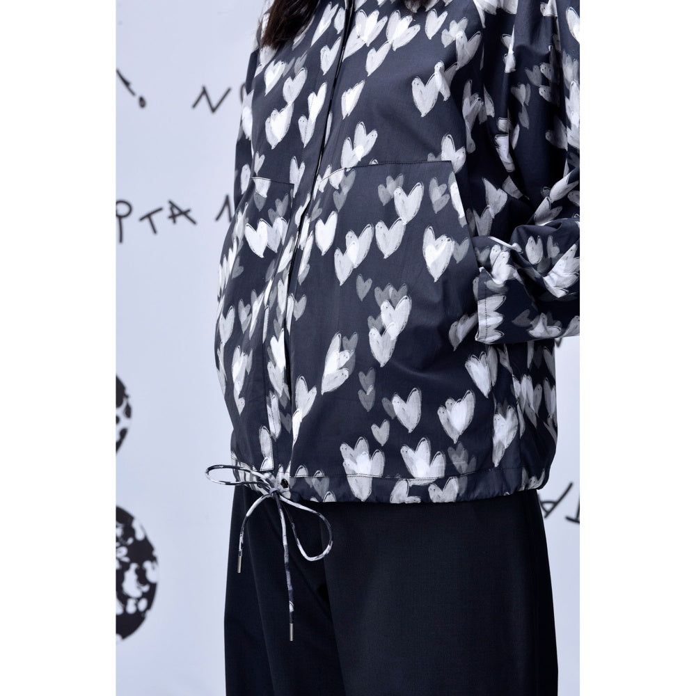 Genes Lecoanet Hemant Womens Heart Print Shirt Black