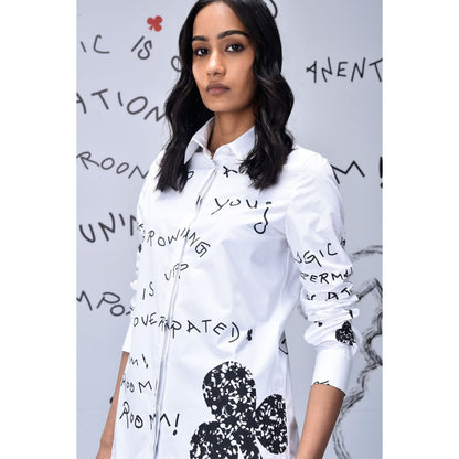 Genes Lecoanet Hemant Women Scribble Text Printed Shirt