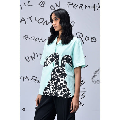 Genes Lecoanet Hemant Scribble Rabbit Cuban Shirt Nile Green