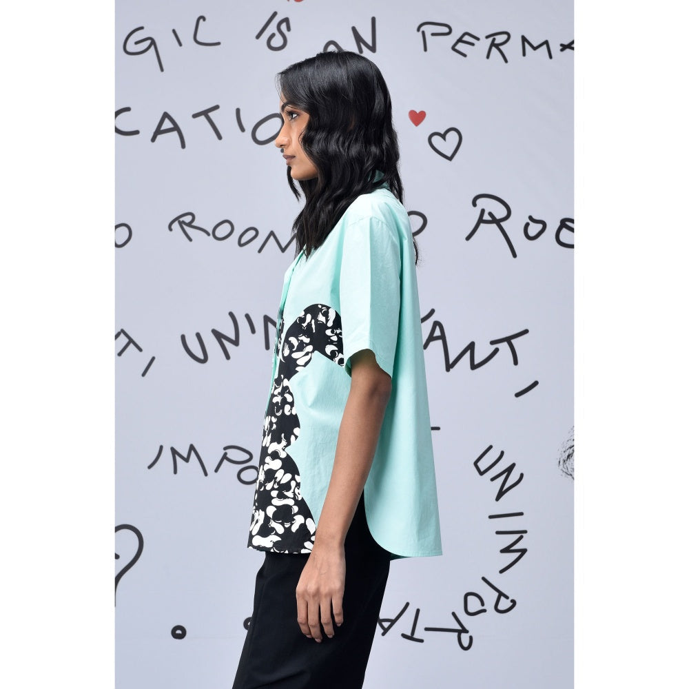 Genes Lecoanet Hemant Scribble Rabbit Cuban Shirt Nile Green