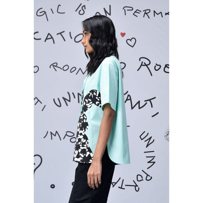 Genes Lecoanet Hemant Scribble Rabbit Cuban Shirt Nile Green