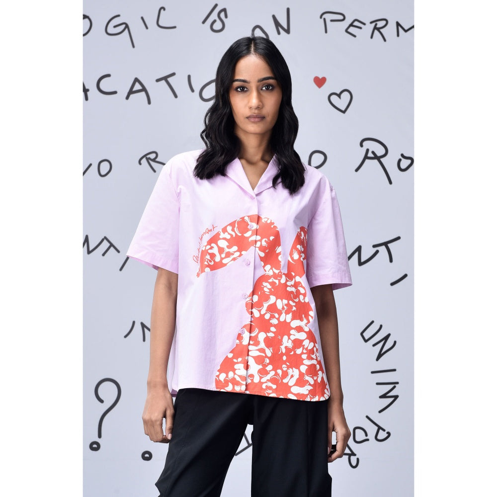 Genes Lecoanet Hemant Scribble Rabbit Cuban Shirt Smoothie Pink