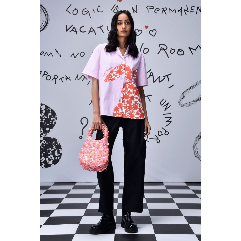 Genes Lecoanet Hemant Scribble Rabbit Cuban Shirt Smoothie Pink