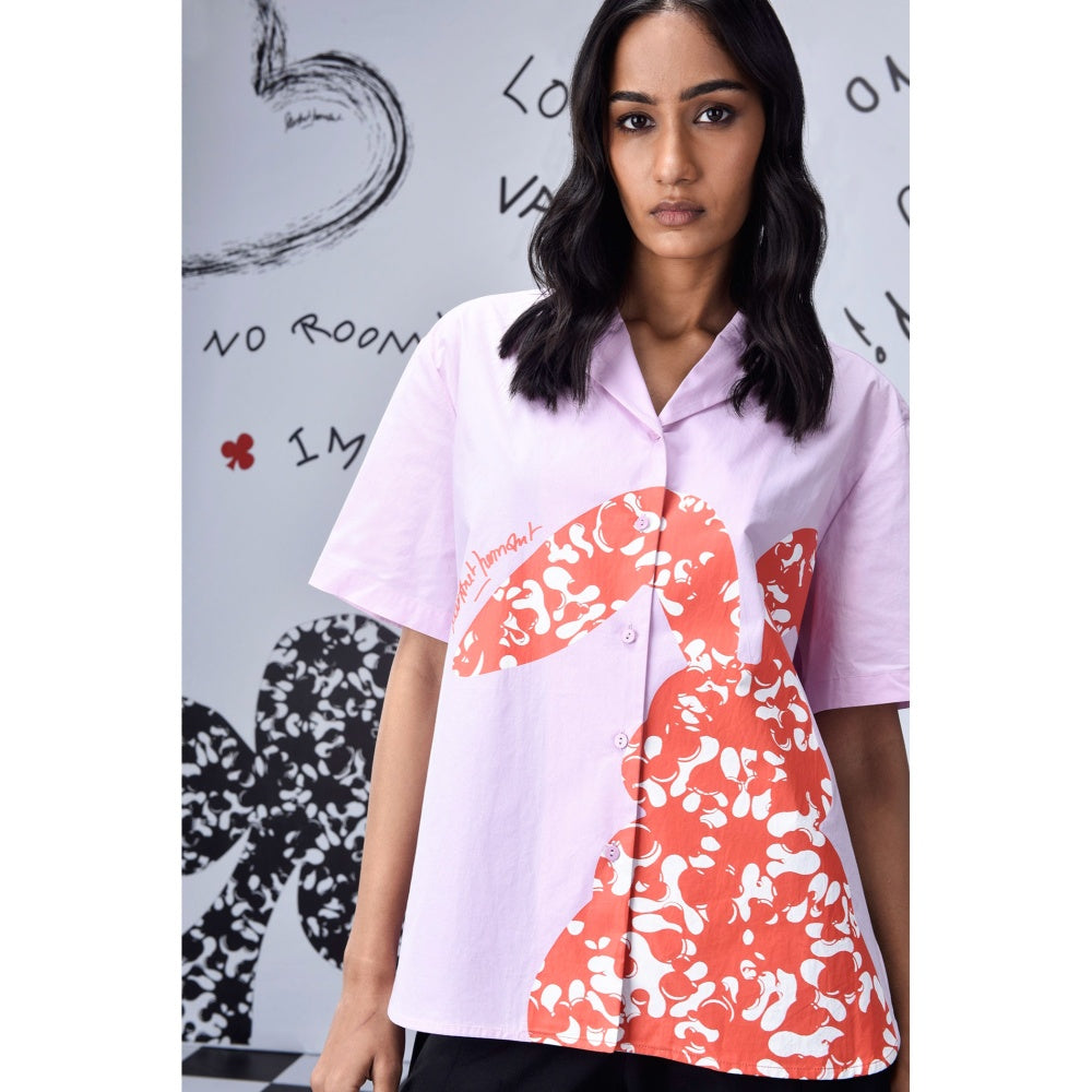 Genes Lecoanet Hemant Scribble Rabbit Cuban Shirt Smoothie Pink