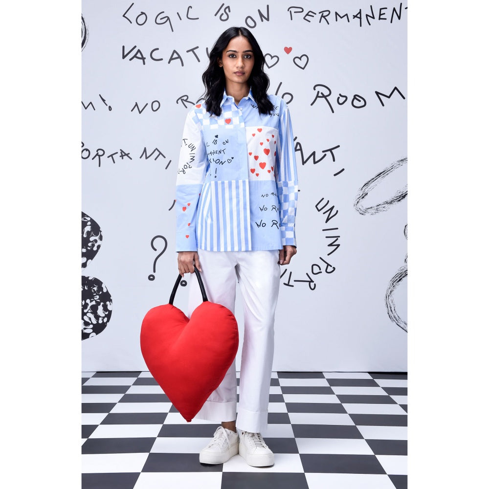 Genes Lecoanet Hemant Women'S Chess Board Printed Shirt Light Blue