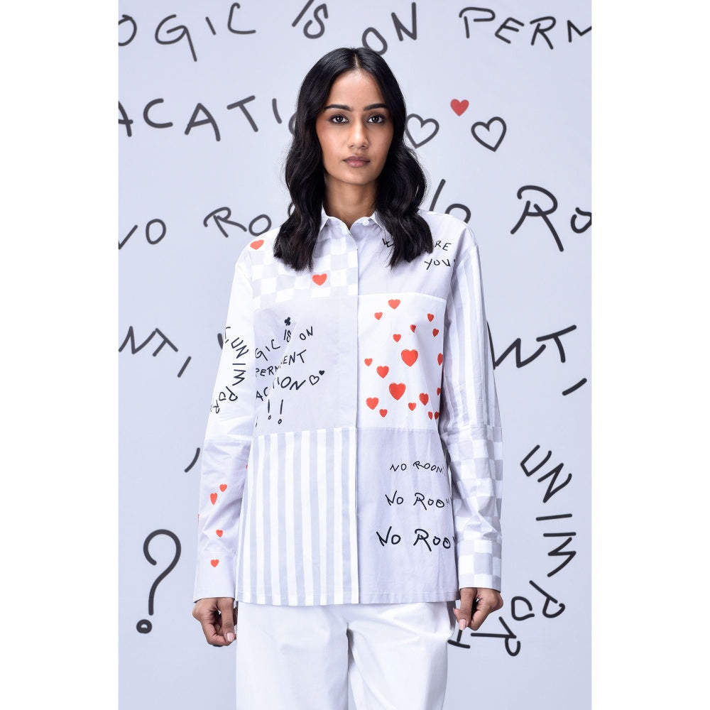 Genes Lecoanet Hemant Women'S Chess Board Printed Shirt Pearl Grey