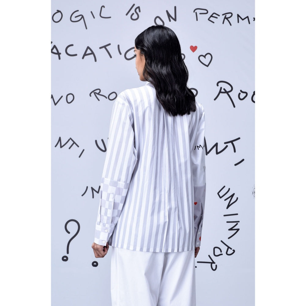 Genes Lecoanet Hemant Women'S Chess Board Printed Shirt Pearl Grey