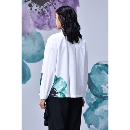 Genes Lecoanet Hemant Womens Anemone Flower Print Shirt White