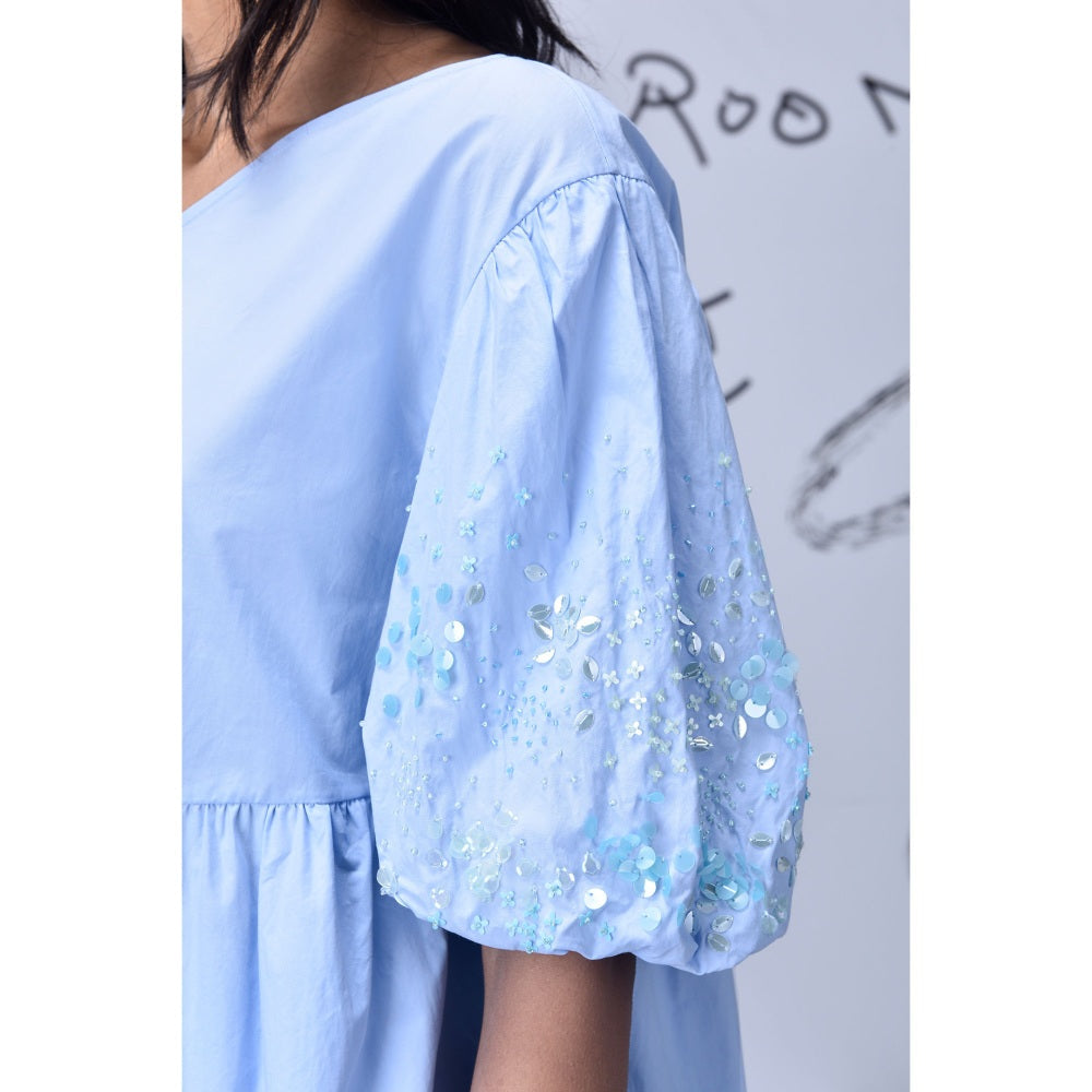 Genes Lecoanet Hemant Sequins Cape Peplum Top