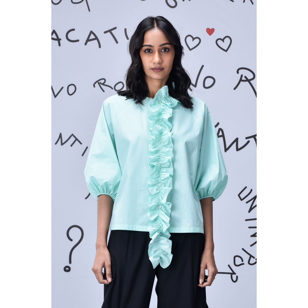 Genes Lecoanet Hemant Frill Collar Top- Nile Green