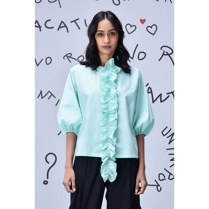 Genes Lecoanet Hemant Frill Collar Top- Nile Green