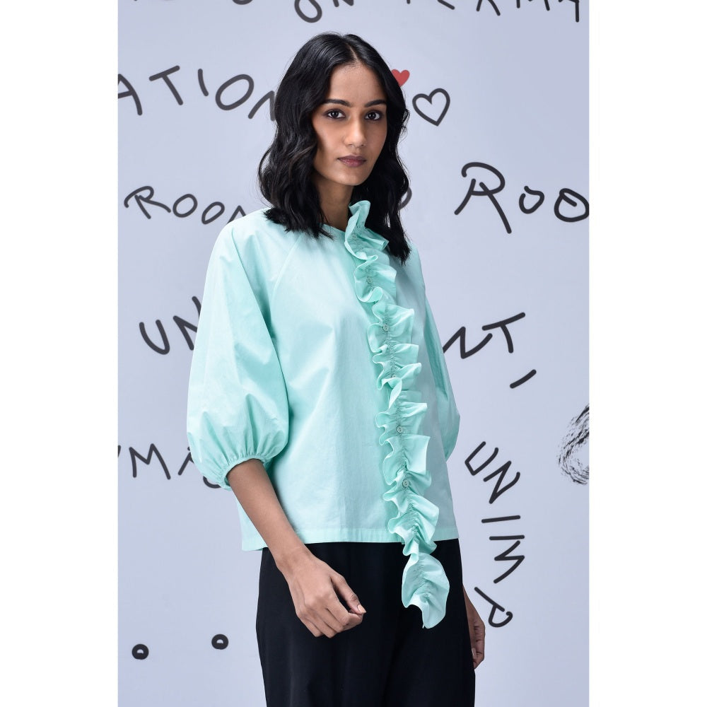 Genes Lecoanet Hemant Frill Collar Top- Nile Green