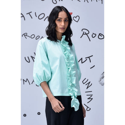 Genes Lecoanet Hemant Frill Collar Top- Nile Green