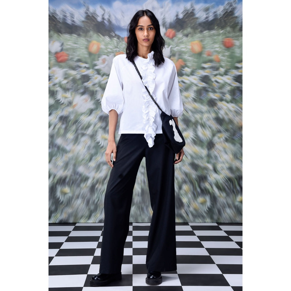 Genes Lecoanet Hemant Frill Collar Top- White