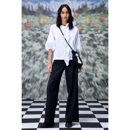 Genes Lecoanet Hemant Frill Collar Top- White