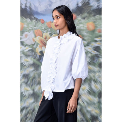 Genes Lecoanet Hemant Frill Collar Top- White
