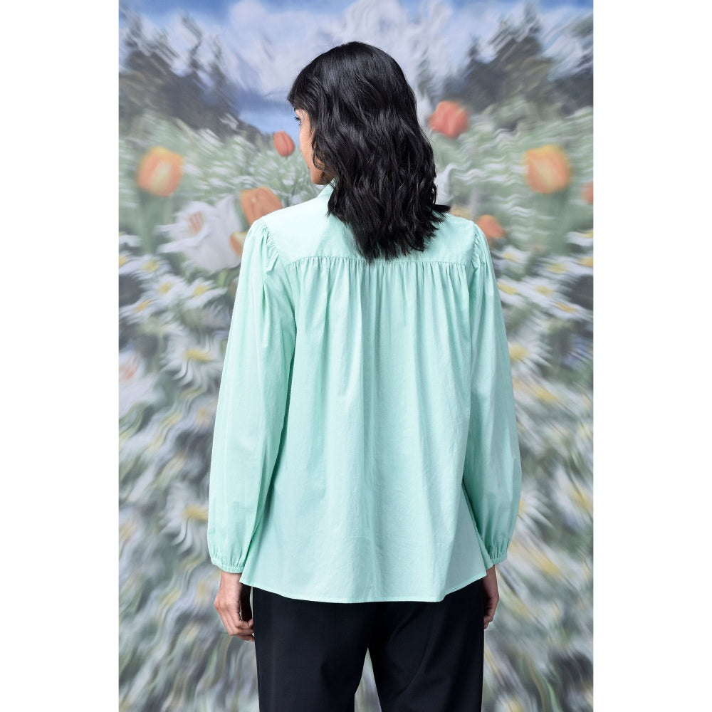 Genes Lecoanet Hemant Malmal Lace Up Top- Nile Green