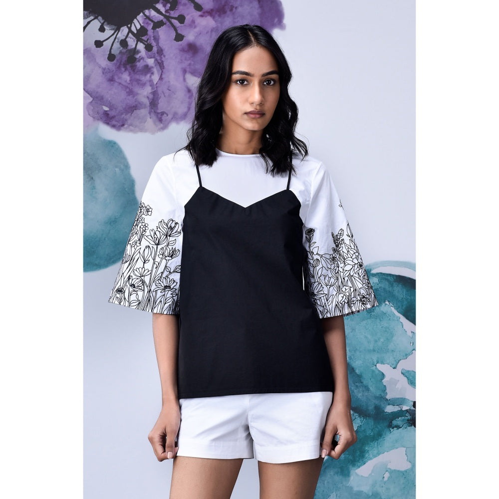 Genes Lecoanet Hemant Black White Layered Top