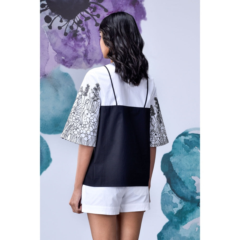 Genes Lecoanet Hemant Black White Layered Top