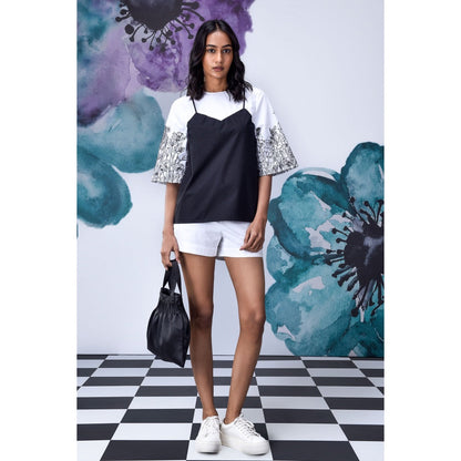 Genes Lecoanet Hemant Black White Layered Top