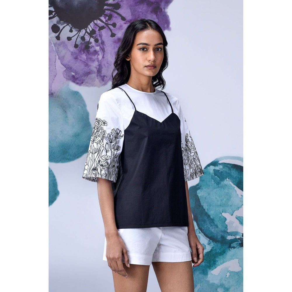 Genes Lecoanet Hemant Black White Layered Top