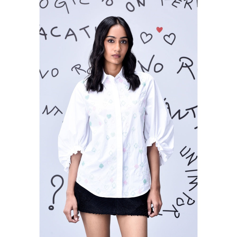 Genes Lecoanet Hemant Beard Embroidery Top - White