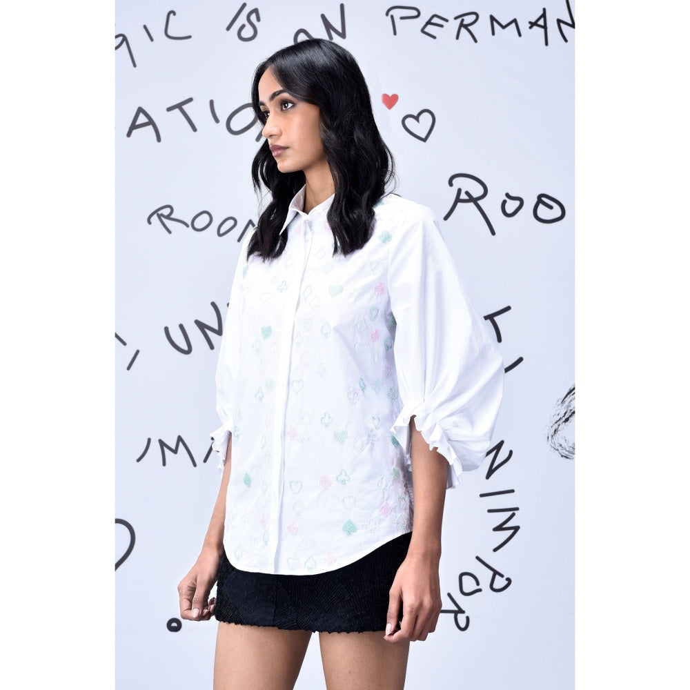 Genes Lecoanet Hemant Beard Embroidery Top - White