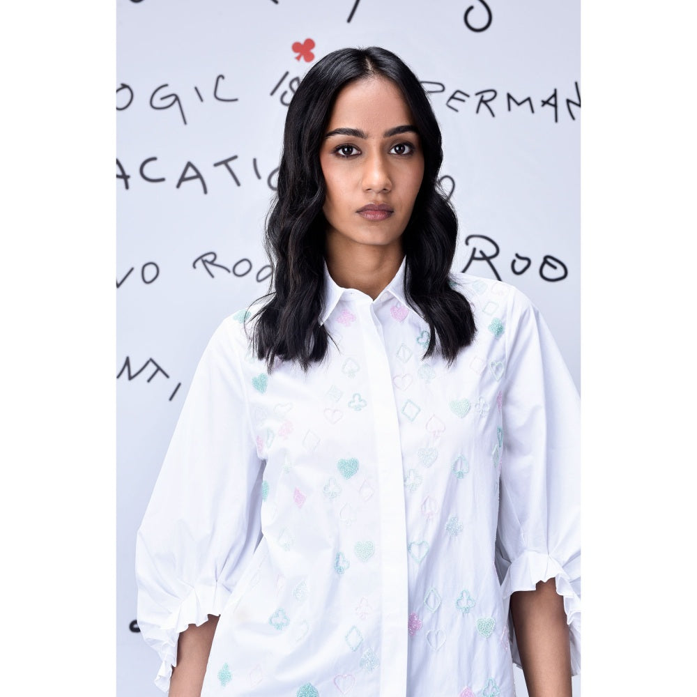 Genes Lecoanet Hemant Beard Embroidery Top - White