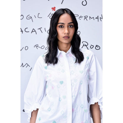 Genes Lecoanet Hemant Beard Embroidery Top - White