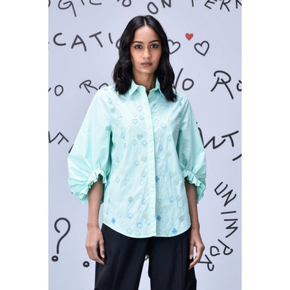 Genes Lecoanet Hemant Beard Embroidery Top - Nile Green