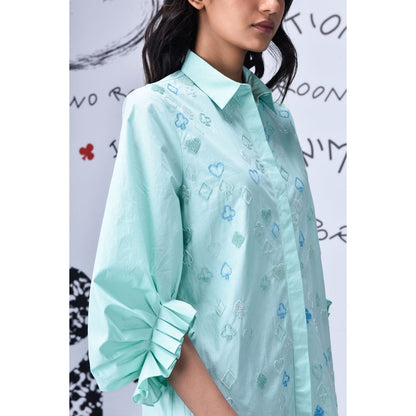 Genes Lecoanet Hemant Beard Embroidery Top - Nile Green