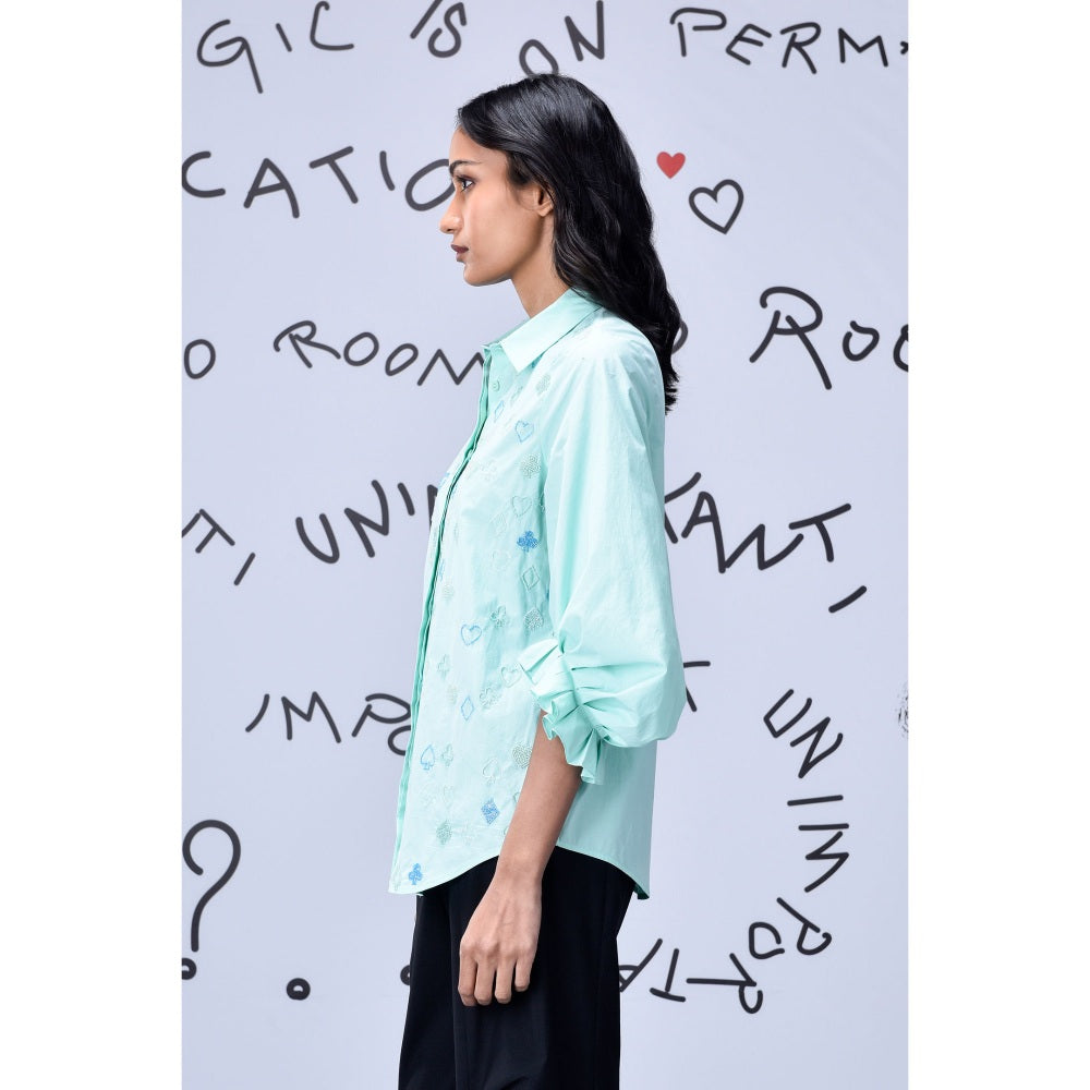 Genes Lecoanet Hemant Beard Embroidery Top - Nile Green