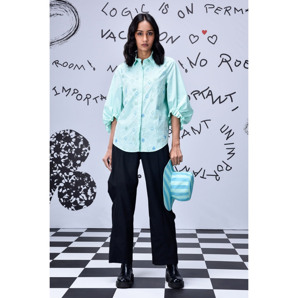 Genes Lecoanet Hemant Beard Embroidery Top - Nile Green