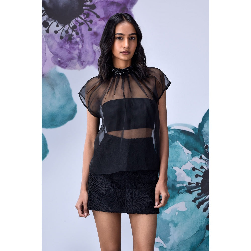 Genes Lecoanet Hemant Organza Gather Neck Top